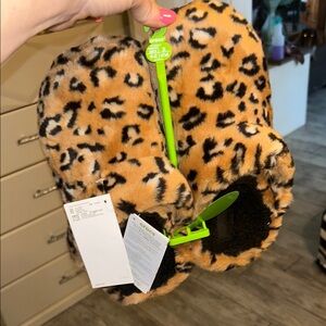Crocs Leopard Print Fuzzy Slippers
